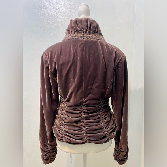 RARE☀️Vintage 100% Silk Crushed Velvet Romantic,Poet jacket with ruching.Size S - Picture 3 of 13